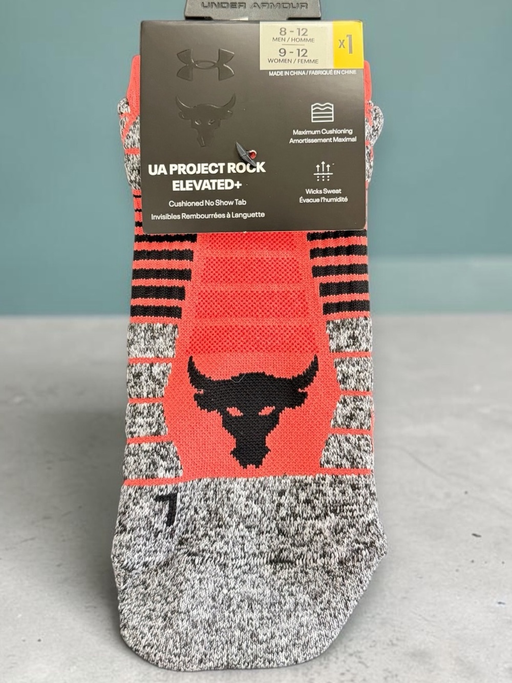 Under Armour UA Project Rock Elevated+ Men’s No-Show Socks 🧦 Venom Red
